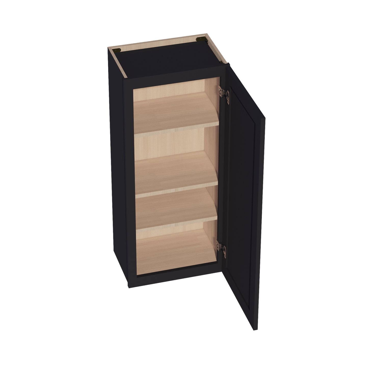HE - W1842: Ebony Black Shaker 18"W x 42"H 1 Door & 3 Shelves Standard Wall Cabinet - NextCabinets