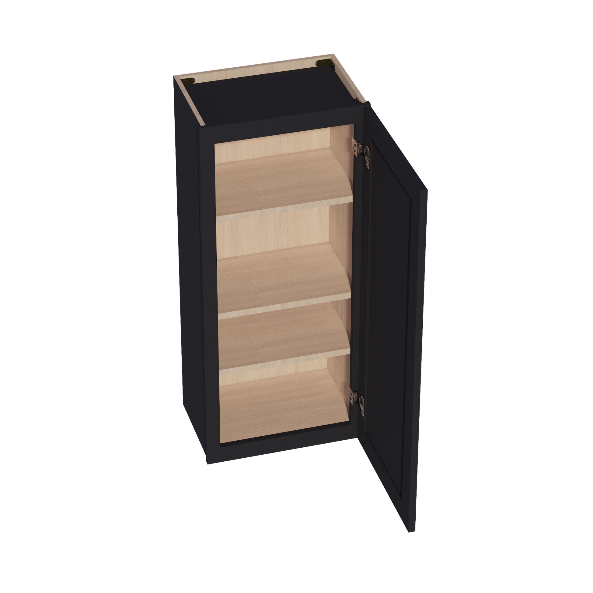 HE - W1842: Ebony Black Shaker 18"W x 42"H 1 Door & 3 Shelves Standard Wall Cabinet - NextCabinets