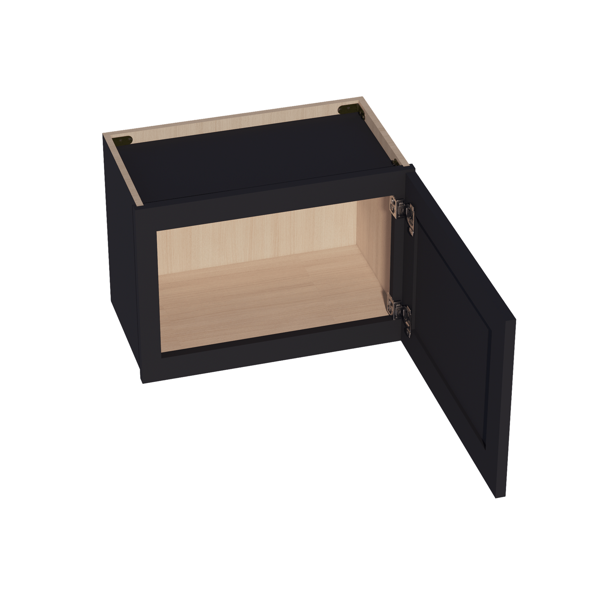 HE - W2115: Ebony Black Shaker 21"W x 15"H 1 Door Standard Wall Bridge Cabinet - NextCabinets