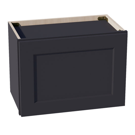 HE - W2115: Ebony Black Shaker 21"W x 15"H 1 Door Standard Wall Bridge Cabinet - NextCabinets