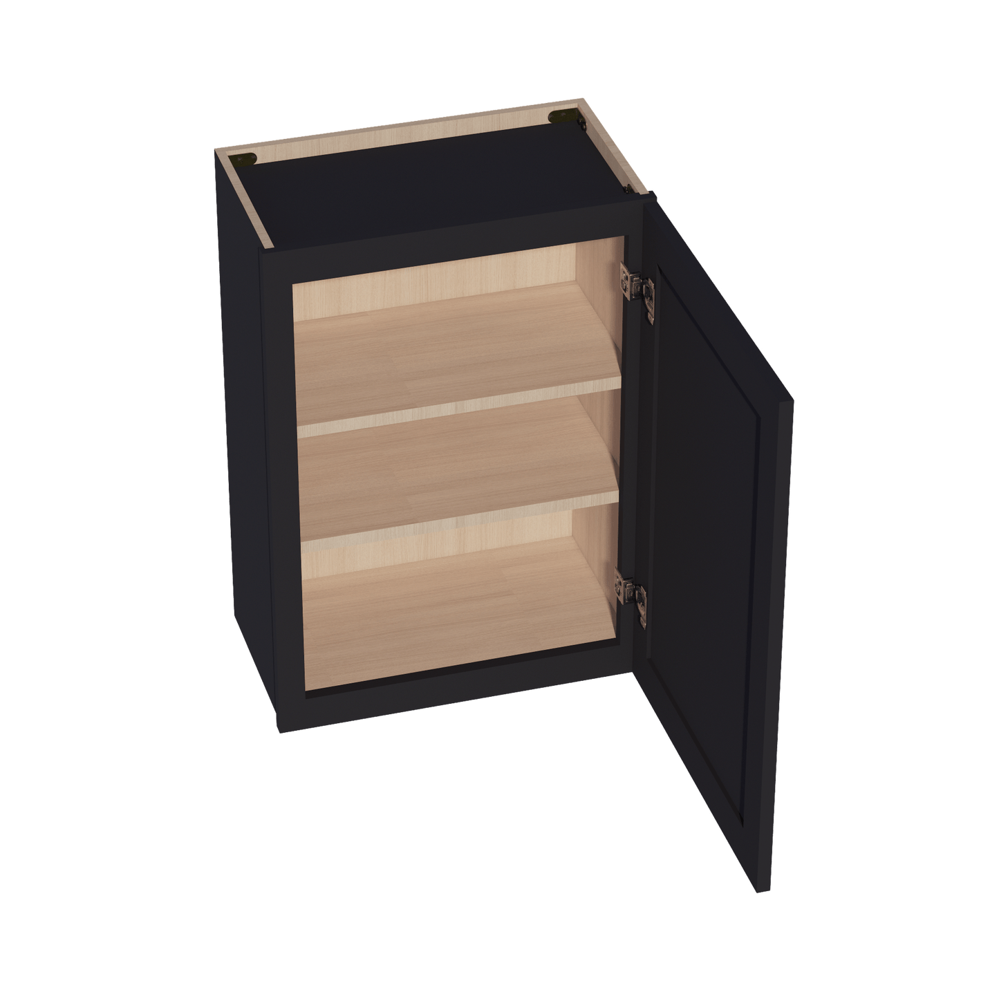 HE - W2130: Ebony Black Shaker 21"W x 30"H 1 Door & 2 Shelves Standard Wall Cabinet - NextCabinets