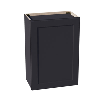 HE - W2130: Ebony Black Shaker 21"W x 30"H 1 Door & 2 Shelves Standard Wall Cabinet - NextCabinets