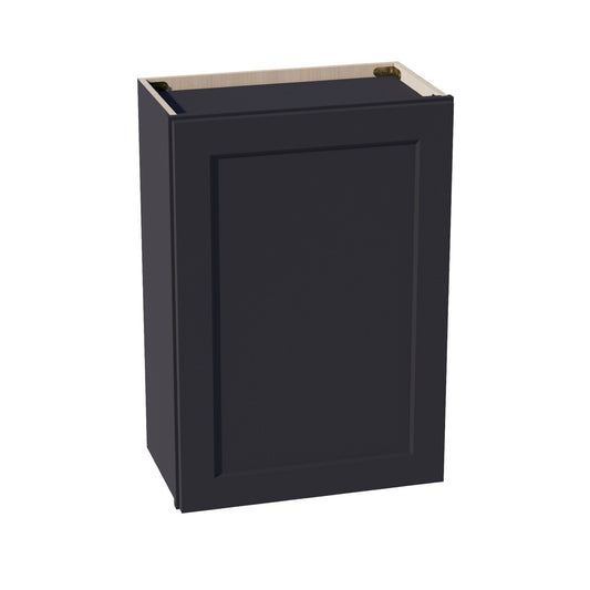HE - W2130: Ebony Black Shaker 21"W x 30"H 1 Door & 2 Shelves Standard Wall Cabinet - NextCabinets