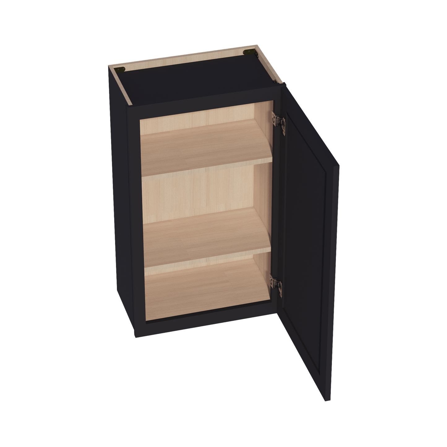 HE - W2136: Ebony Black Shaker 21"W x 36"H 1 Door & 2 Shelves Standard Wall Cabinet - NextCabinets