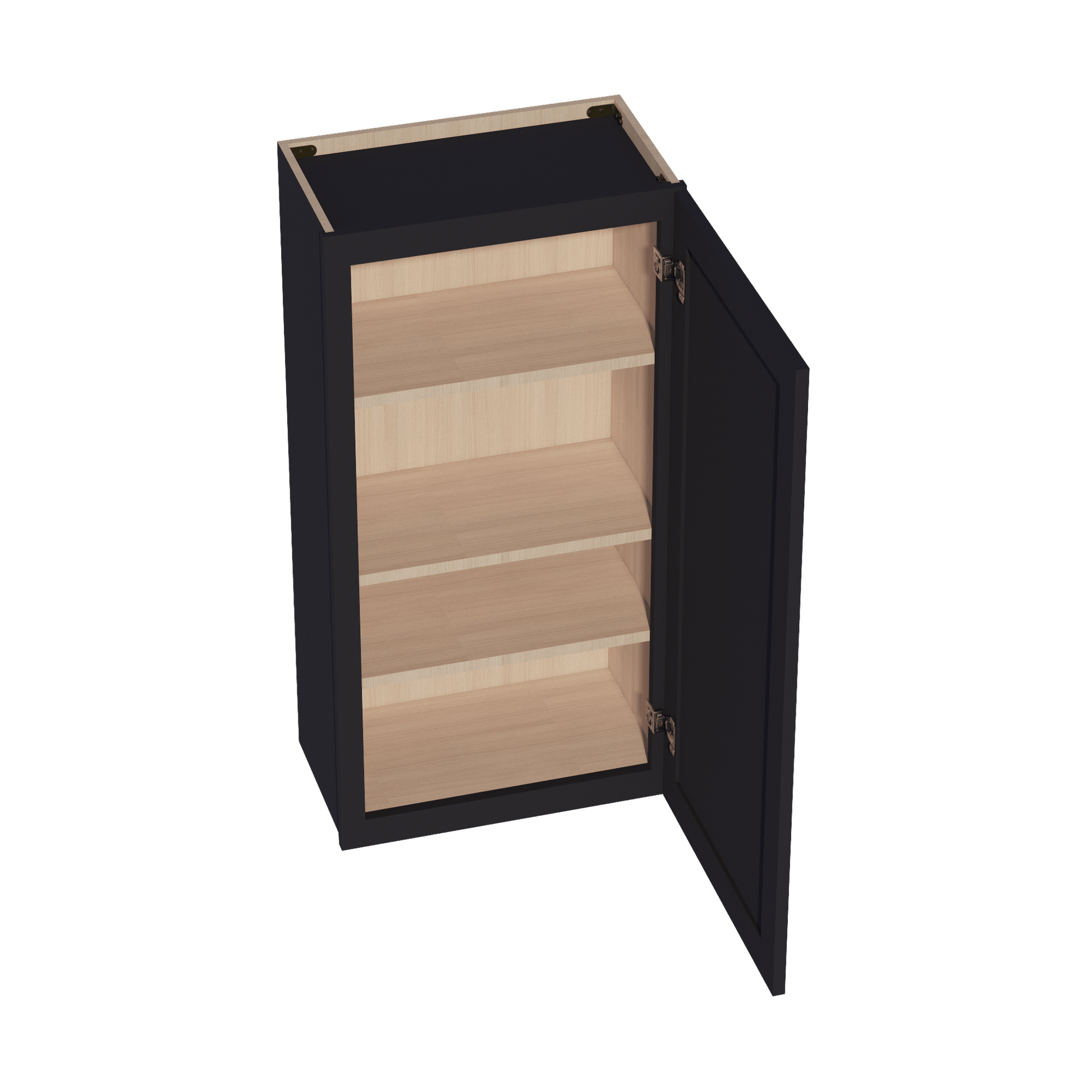 HE - W2142: Ebony Black Shaker 21"W x 42"H 1 Door & 3 Shelves Standard Wall Cabinet - NextCabinets