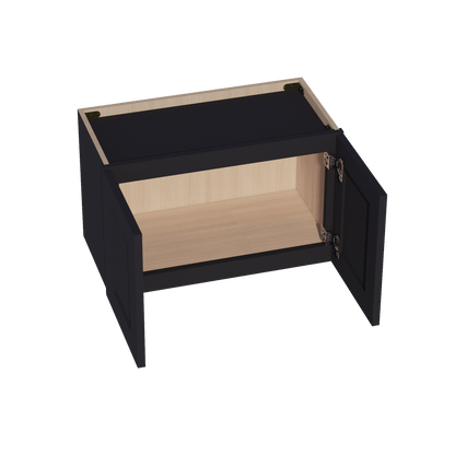 HE - W2415: Ebony Black Shaker 24"W x 15"H 2 Doors Standard Wall Bridge Cabinet - NextCabinets