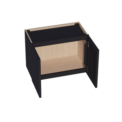 HE - W2418: Ebony Black Shaker 24"W x 18"H 2 Doors Standard Wall Bridge Cabinet - NextCabinets