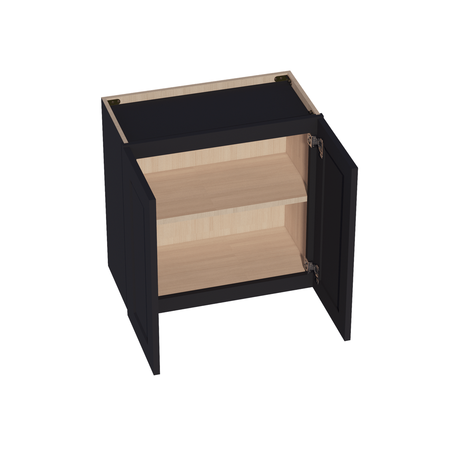 HE - W2424: Ebony Black Shaker 24"W x 24"H 2 Doors Standard Wall Bridge Cabinet - NextCabinets