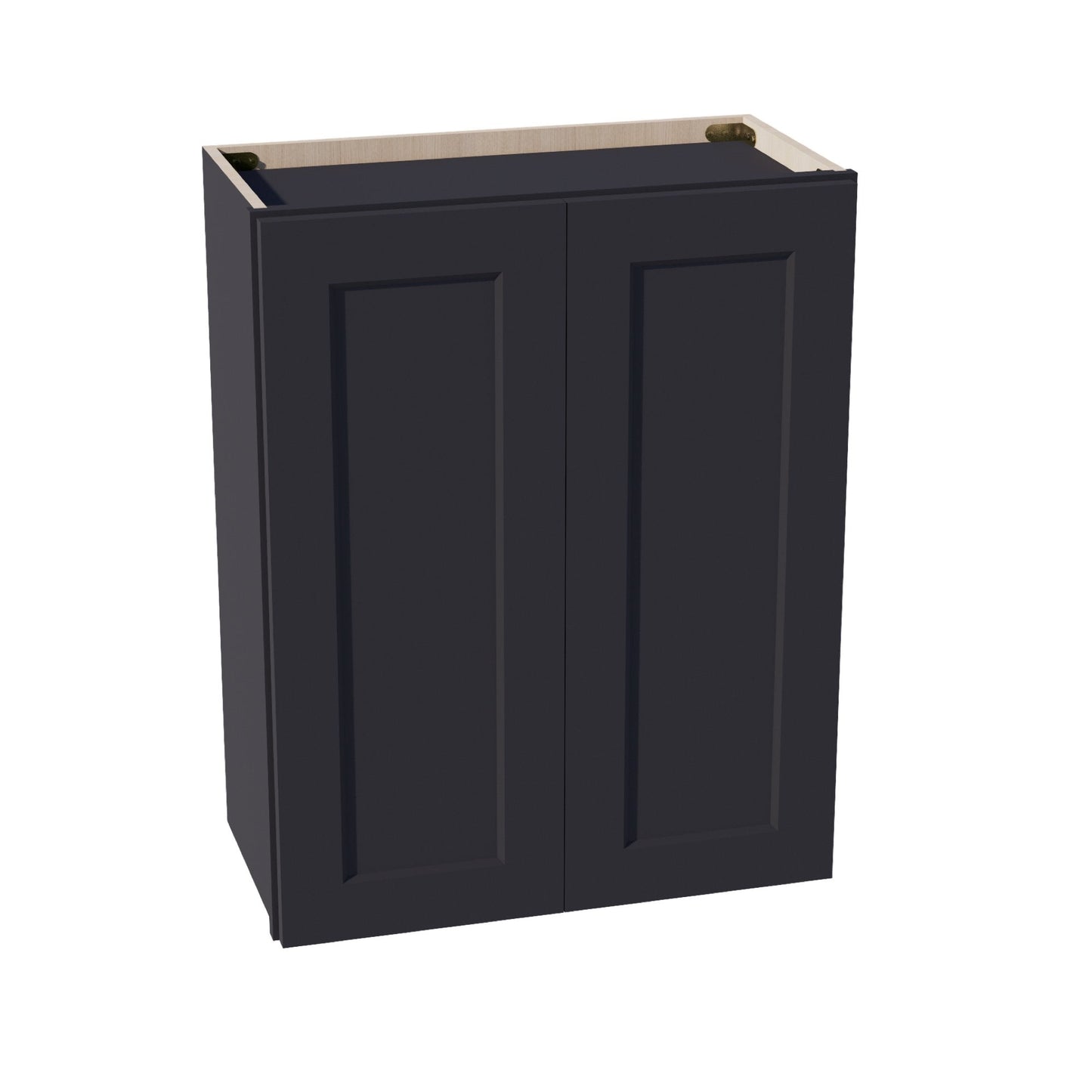 HE - W2430: Ebony Black Shaker 24"W x 30"H 2 Doors & 2 Shelves Standard Wall Cabinet - NextCabinets