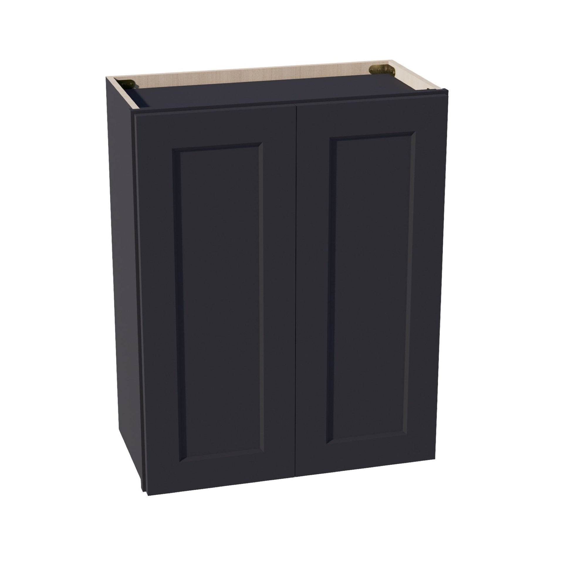HE - W2430: Ebony Black Shaker 24"W x 30"H 2 Doors & 2 Shelves Standard Wall Cabinet - NextCabinets