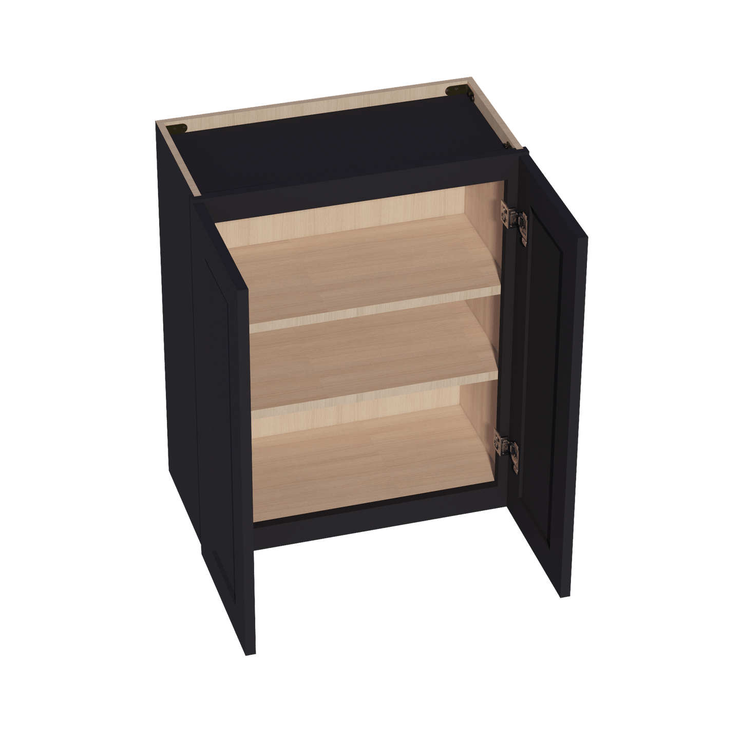 HE - W2430: Ebony Black Shaker 24"W x 30"H 2 Doors & 2 Shelves Standard Wall Cabinet - NextCabinets