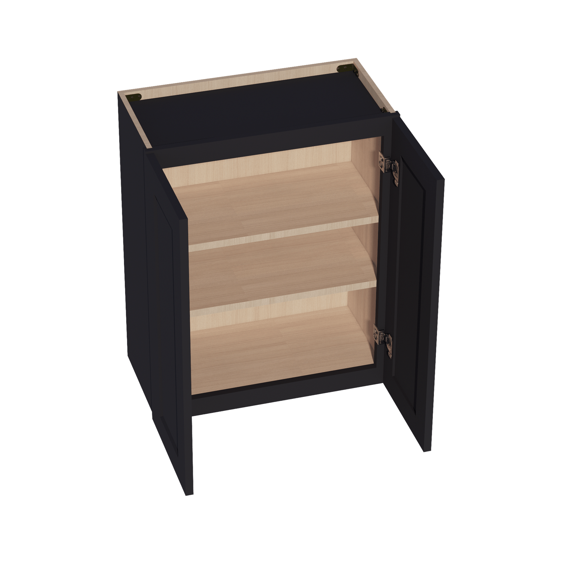HE - W2430: Ebony Black Shaker 24"W x 30"H 2 Doors & 2 Shelves Standard Wall Cabinet - NextCabinets