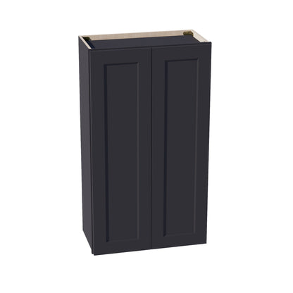 HE - W2442: Ebony Black Shaker 24"W x 42"H 2 Doors & 3 Shelves Standard Wall Cabinet - NextCabinets