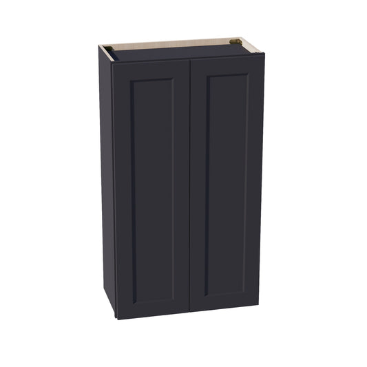 HE - W2442: Ebony Black Shaker 24"W x 42"H 2 Doors & 3 Shelves Standard Wall Cabinet - NextCabinets