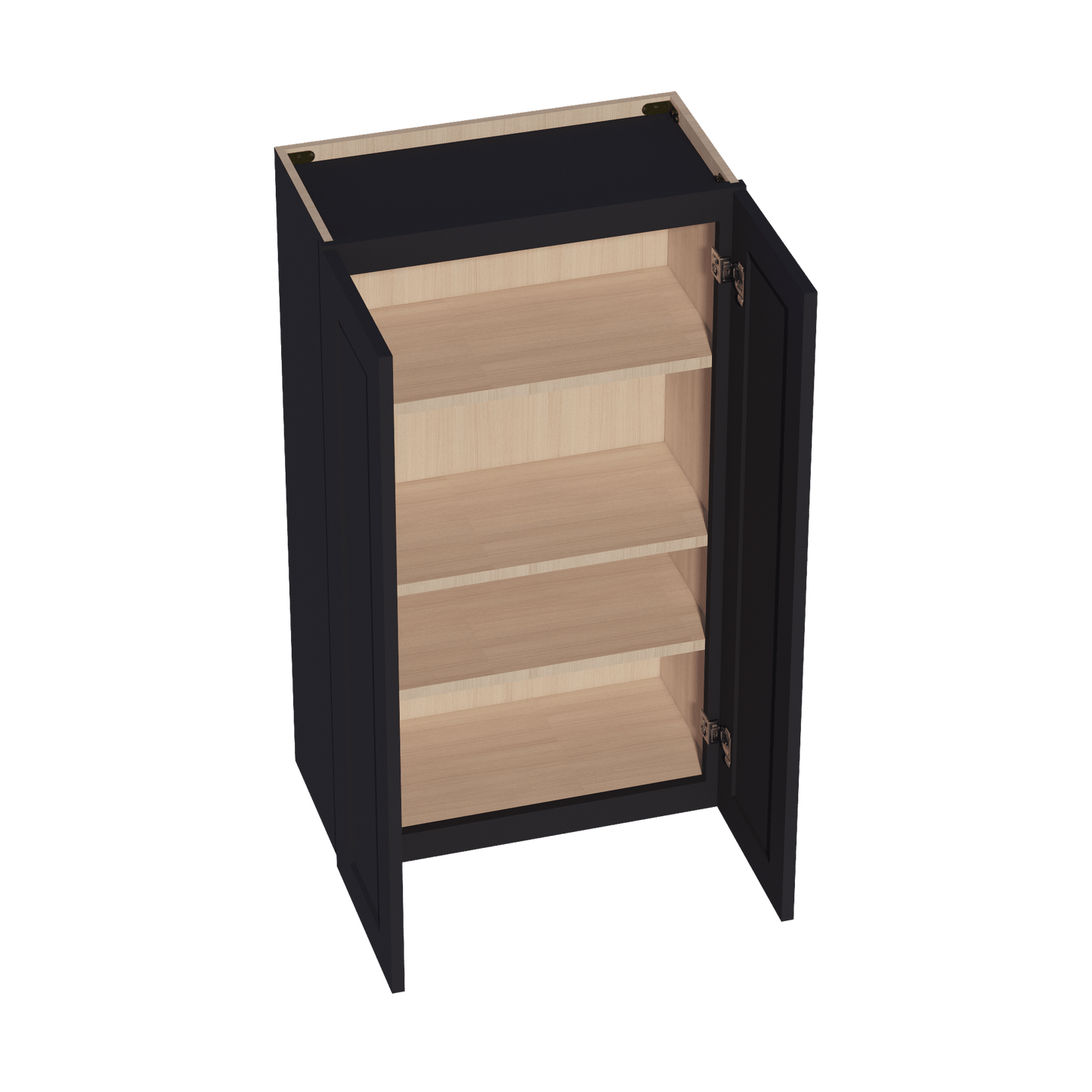 HE - W2442: Ebony Black Shaker 24"W x 42"H 2 Doors & 3 Shelves Standard Wall Cabinet - NextCabinets