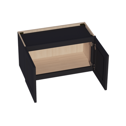 HE - W2715: Ebony Black Shaker 27"W x 15"H 2 Doors Standard Wall Bridge Cabinet - NextCabinets
