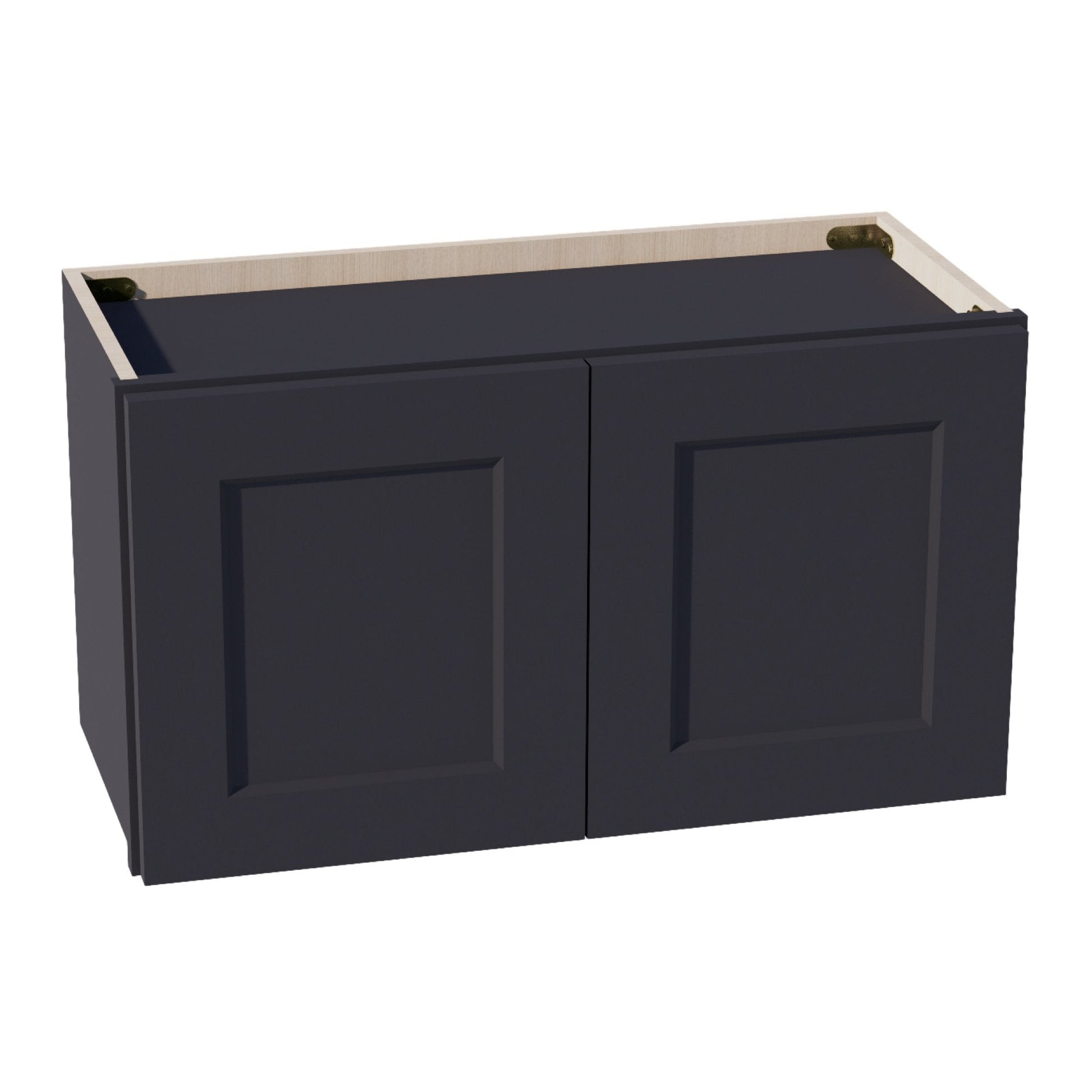 HE - W2715: Ebony Black Shaker 27"W x 15"H 2 Doors Standard Wall Bridge Cabinet - NextCabinets
