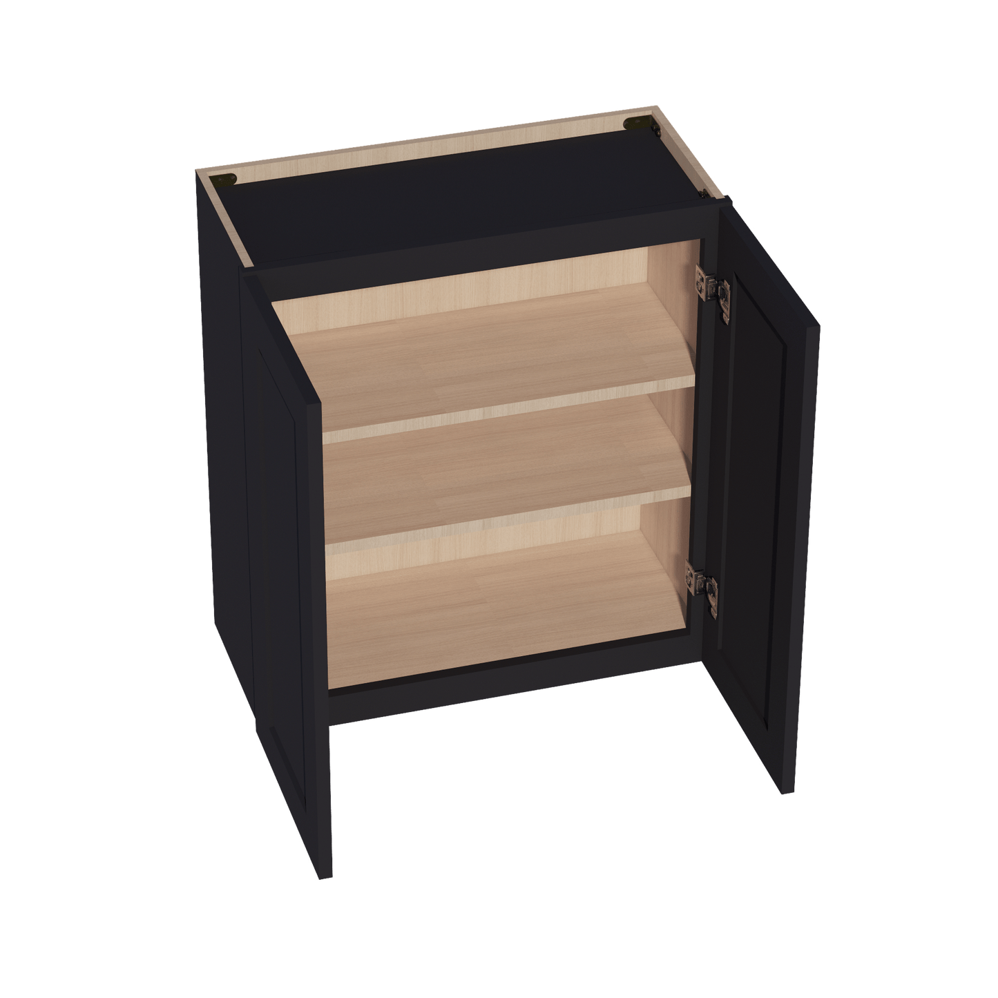 HE - W2730: Ebony Black Shaker 27"W x 30"H 2 Doors & 2 Shelves Standard Wall Cabinet - NextCabinets