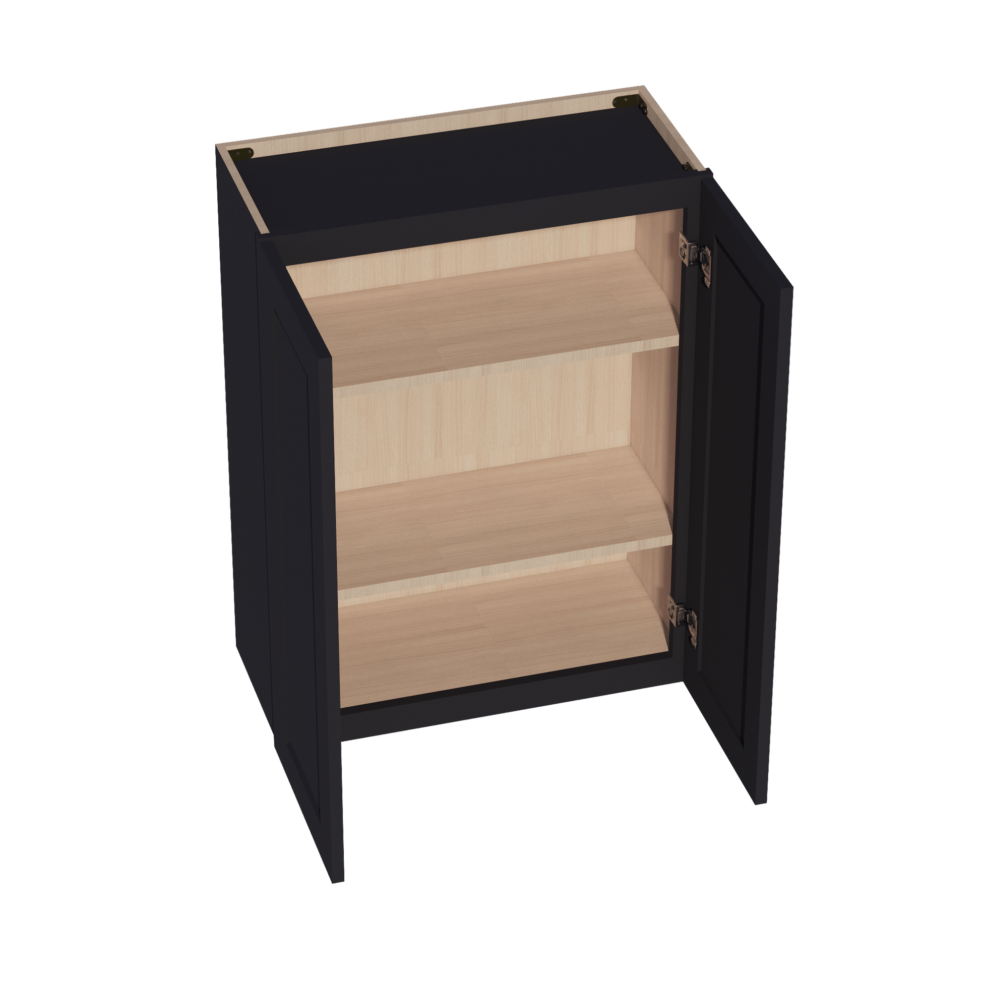 HE - W2736: Ebony Black Shaker 27"W x 36"H 2 Doors & 2 Shelves Standard Wall Cabinet - NextCabinets