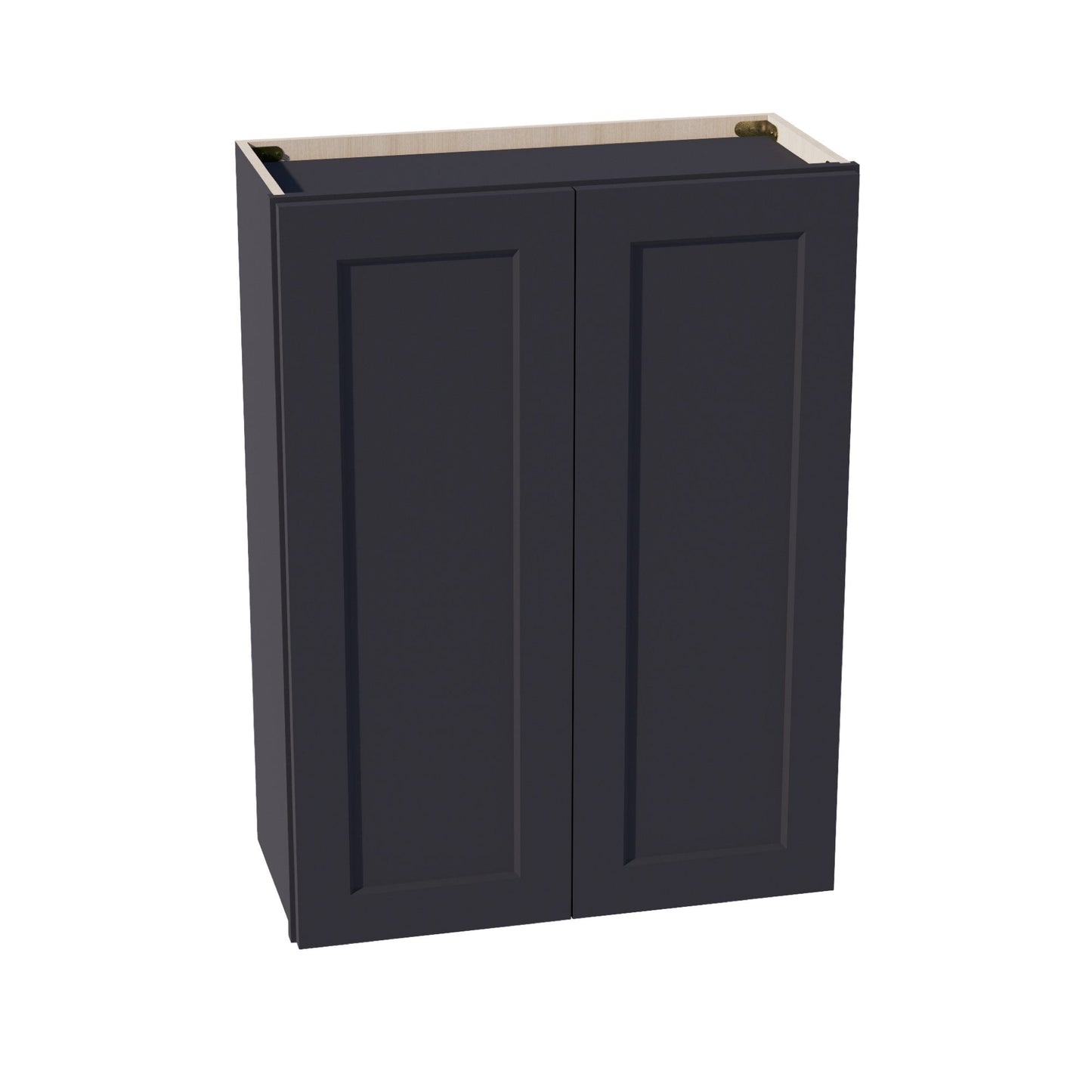 HE - W2736: Ebony Black Shaker 27"W x 36"H 2 Doors & 2 Shelves Standard Wall Cabinet - NextCabinets