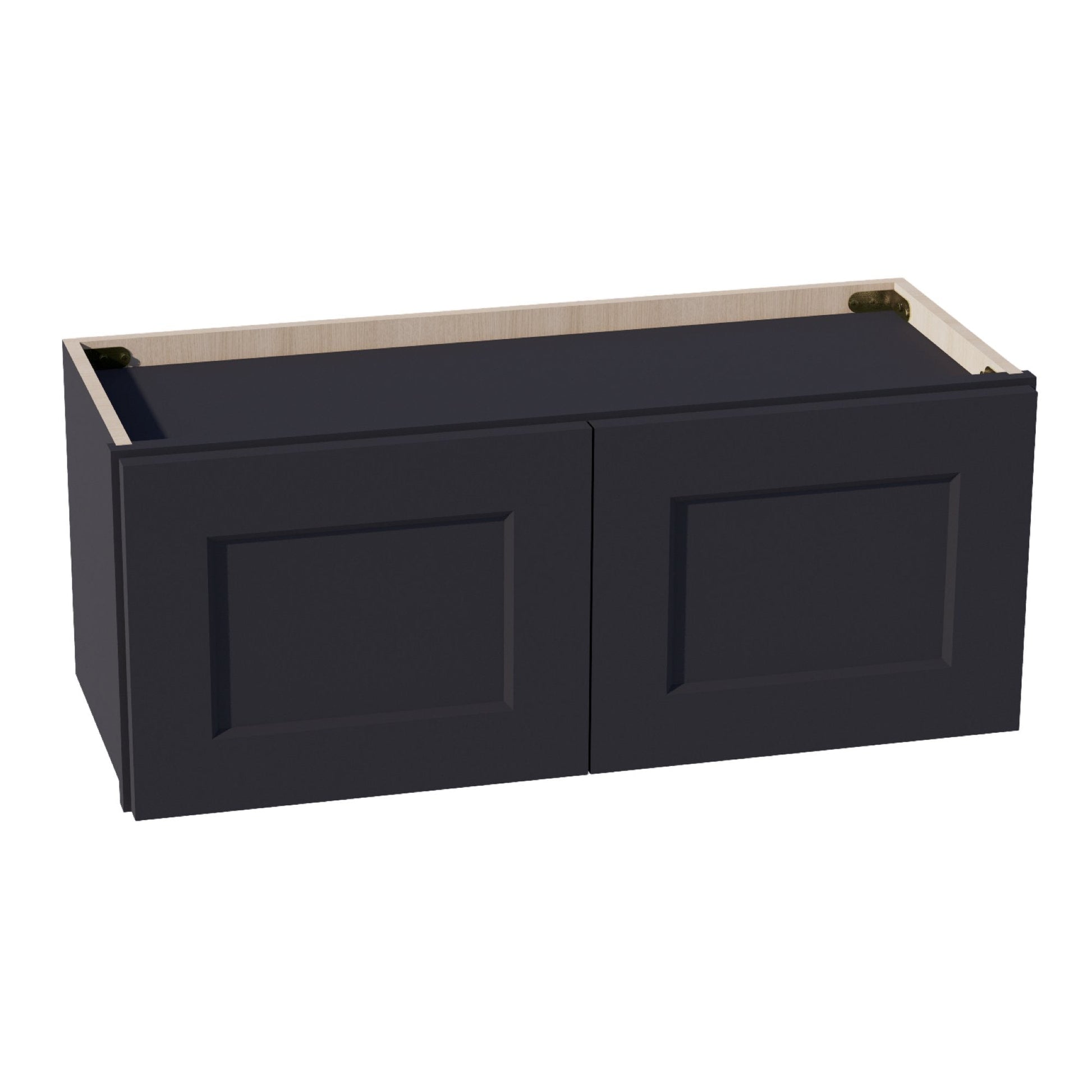 HE - W3012: Ebony Black Shaker 30"W x 12"H 2 Doors Standard Wall Bridge Cabinet - NextCabinets