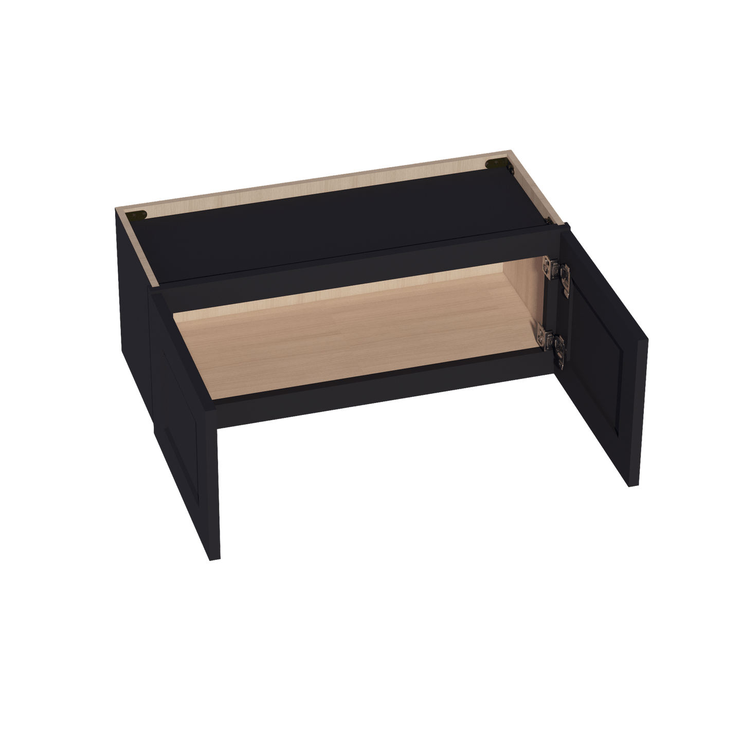 HE - W3012: Ebony Black Shaker 30"W x 12"H 2 Doors Standard Wall Bridge Cabinet - NextCabinets