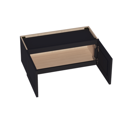 HE - W3012: Ebony Black Shaker 30"W x 12"H 2 Doors Standard Wall Bridge Cabinet - NextCabinets