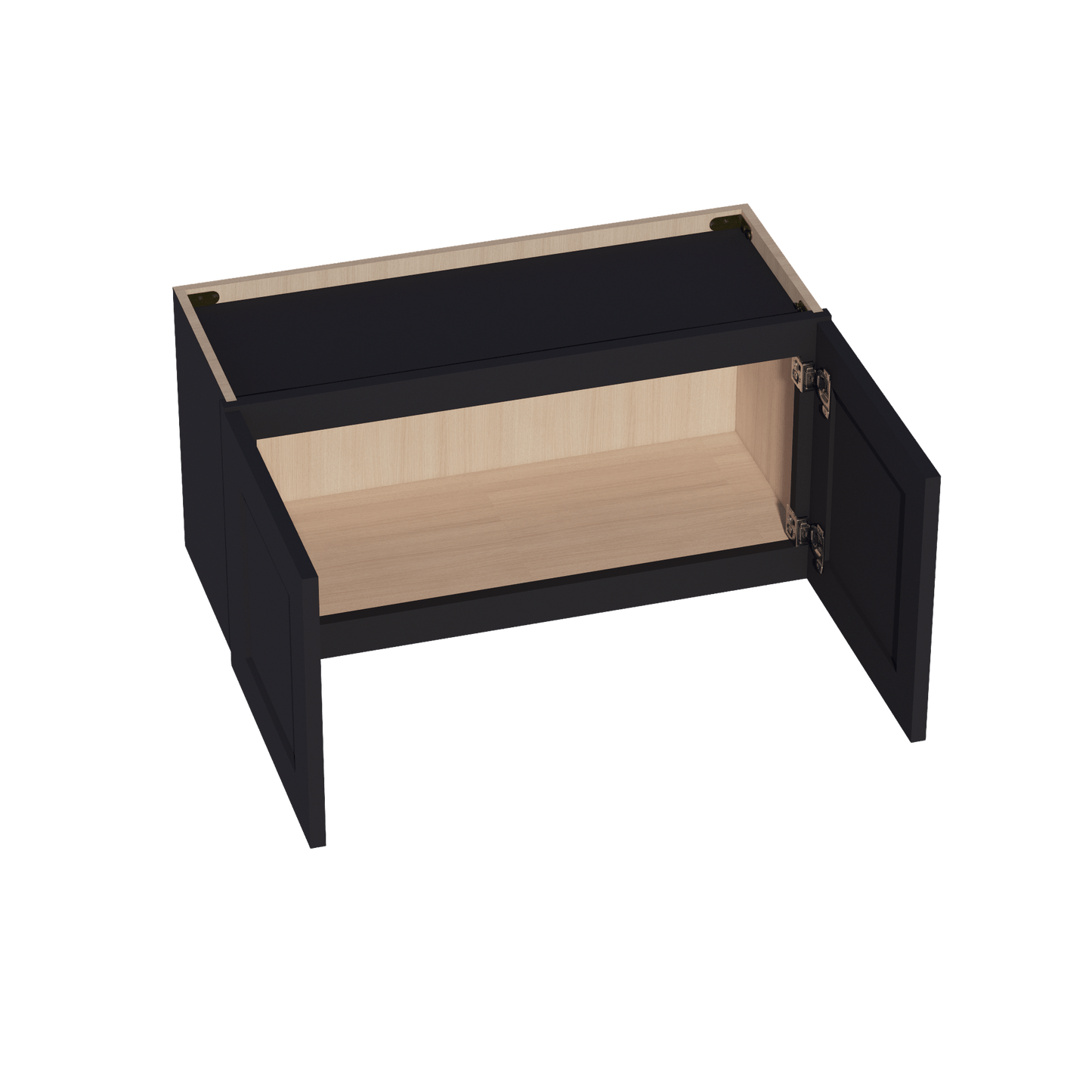 HE - W3015: Ebony Black Shaker 30"W x 15"H 2 Doors Standard Wall Bridge Cabinet - NextCabinets