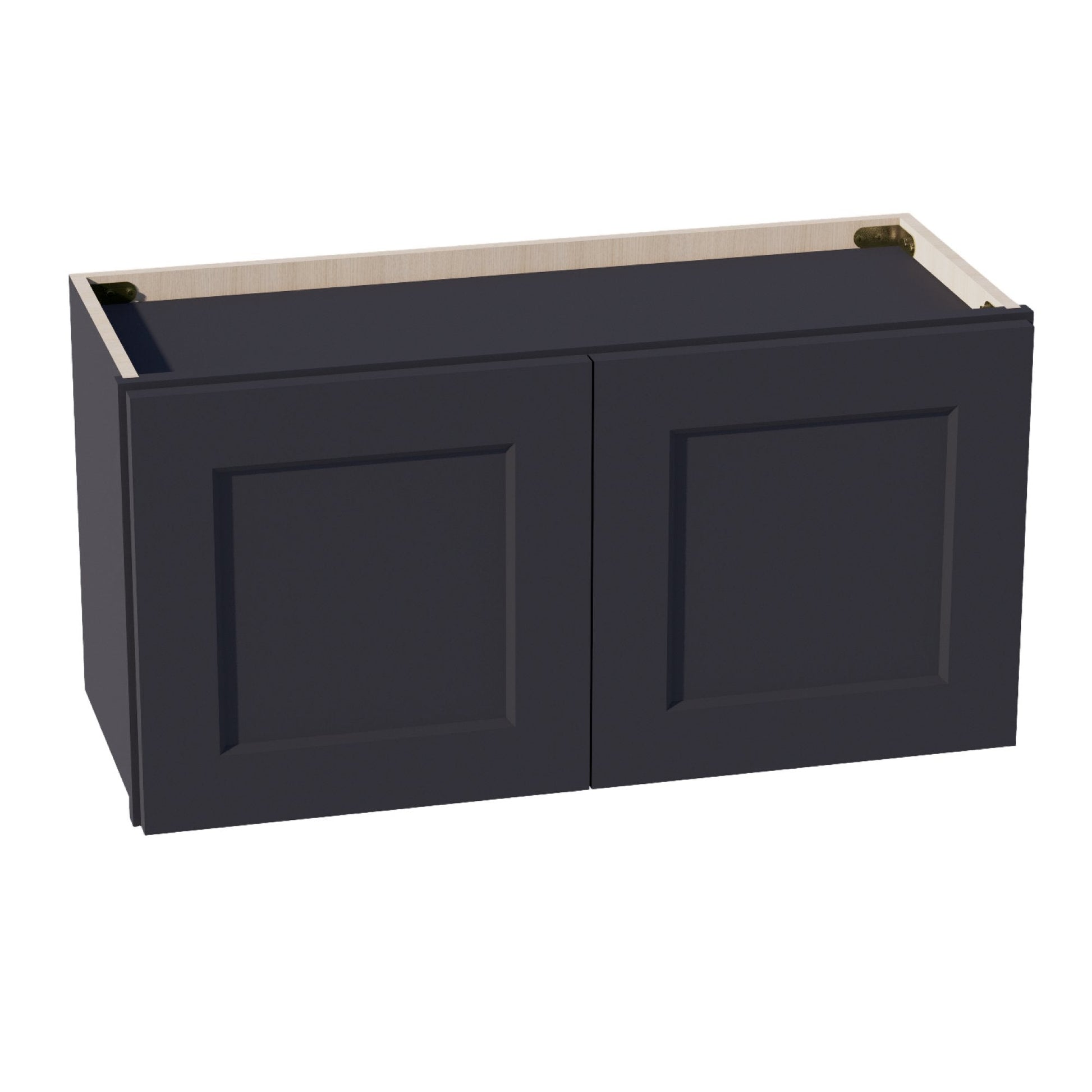 HE - W3015: Ebony Black Shaker 30"W x 15"H 2 Doors Standard Wall Bridge Cabinet - NextCabinets