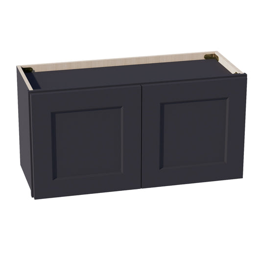 HE - W3015: Ebony Black Shaker 30"W x 15"H 2 Doors Standard Wall Bridge Cabinet - NextCabinets