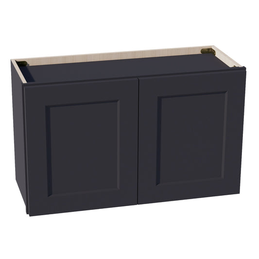 HE - W3018: Ebony Black Shaker 30"W x 18"H 2 Doors Standard Wall Bridge Cabinet - NextCabinets
