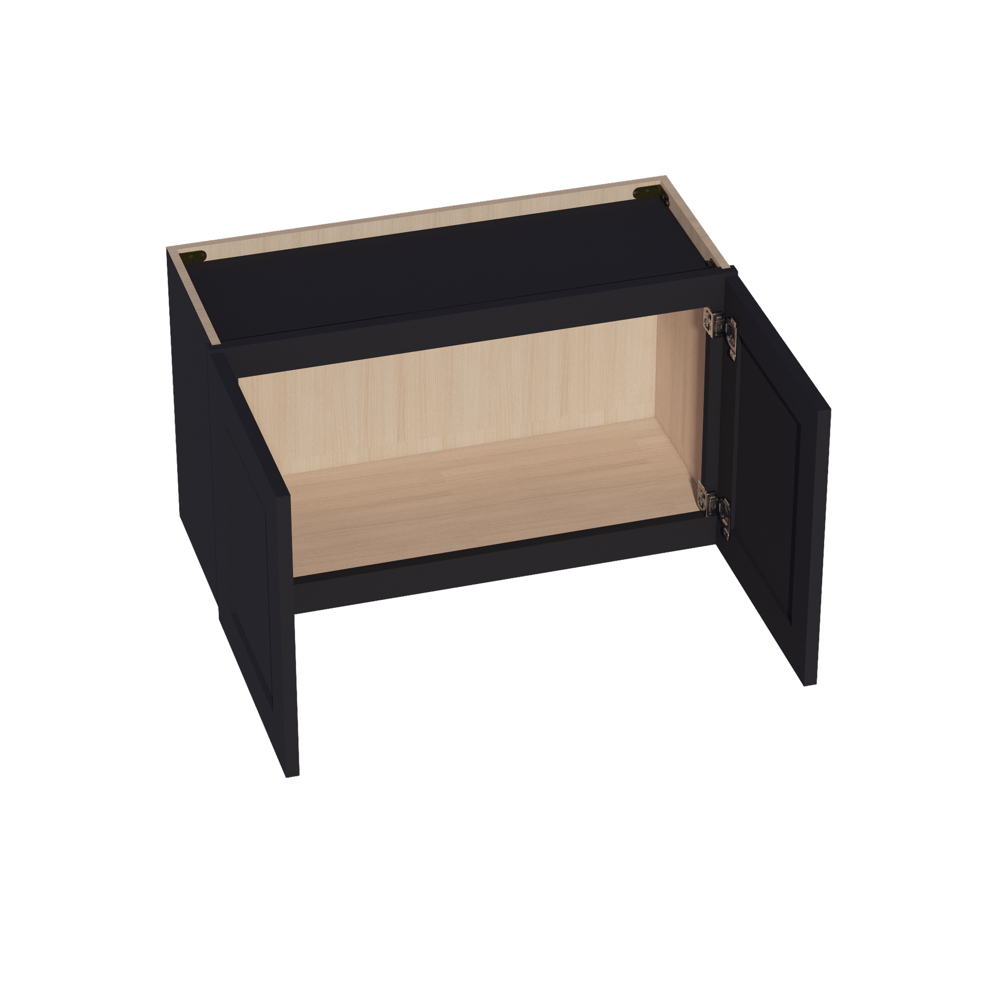 HE - W3018: Ebony Black Shaker 30"W x 18"H 2 Doors Standard Wall Bridge Cabinet - NextCabinets