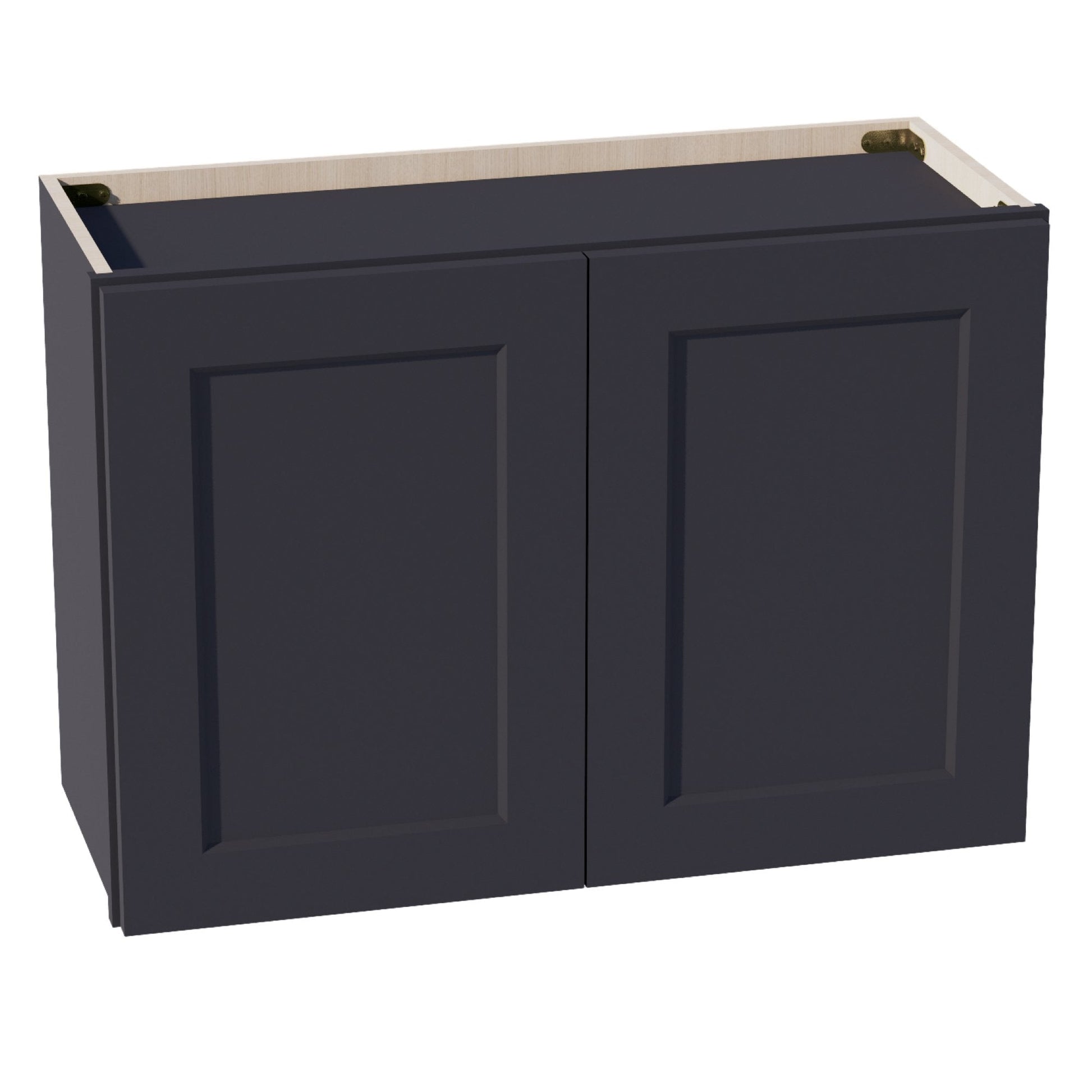 HE - W3021: Ebony Black Shaker 30"W x 21"H 2 Doors Standard Wall Bridge Cabinet - NextCabinets
