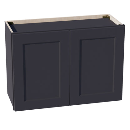 HE - W3021: Ebony Black Shaker 30"W x 21"H 2 Doors Standard Wall Bridge Cabinet - NextCabinets
