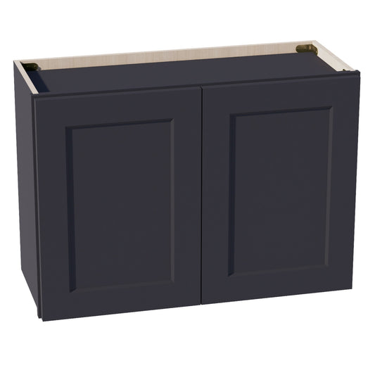 HE - W3021: Ebony Black Shaker 30"W x 21"H 2 Doors Standard Wall Bridge Cabinet - NextCabinets