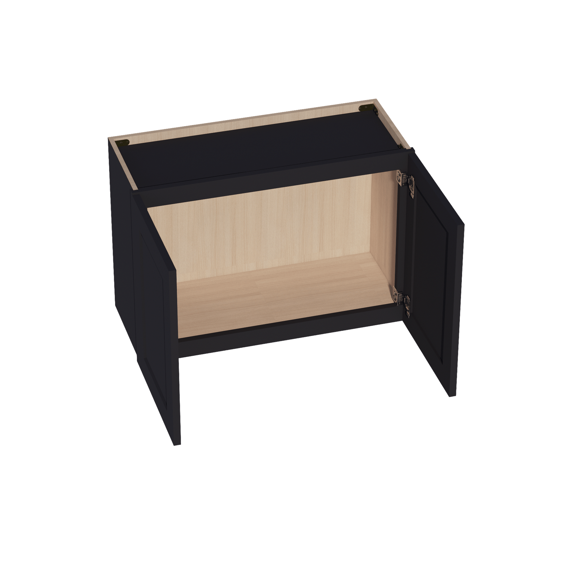 HE - W3021: Ebony Black Shaker 30"W x 21"H 2 Doors Standard Wall Bridge Cabinet - NextCabinets