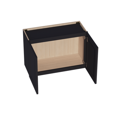 HE - W3021: Ebony Black Shaker 30"W x 21"H 2 Doors Standard Wall Bridge Cabinet - NextCabinets
