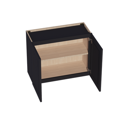 HE - W3024: Ebony Black Shaker 30"W x 24"H 2 Doors Standard Wall Bridge Cabinet - NextCabinets