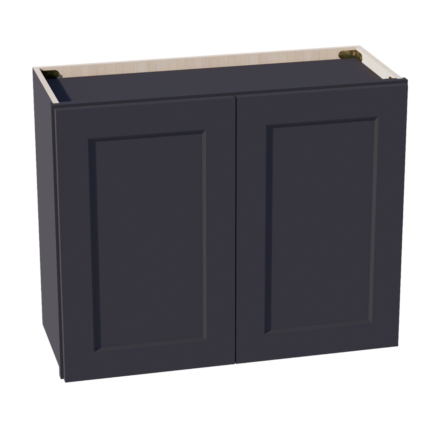 HE - W3024: Ebony Black Shaker 30"W x 24"H 2 Doors Standard Wall Bridge Cabinet - NextCabinets