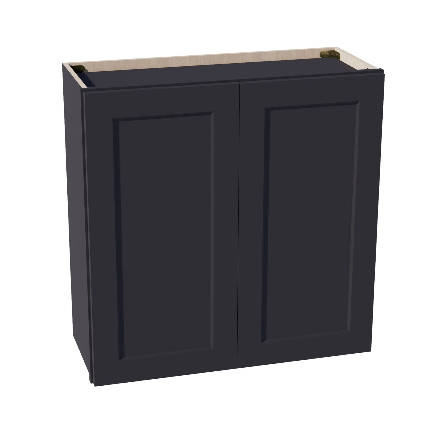 HE - W3030: Ebony Black Shaker 30"W x 30"H 2 Doors & 2 Shelves Standard Wall Cabinet - NextCabinets