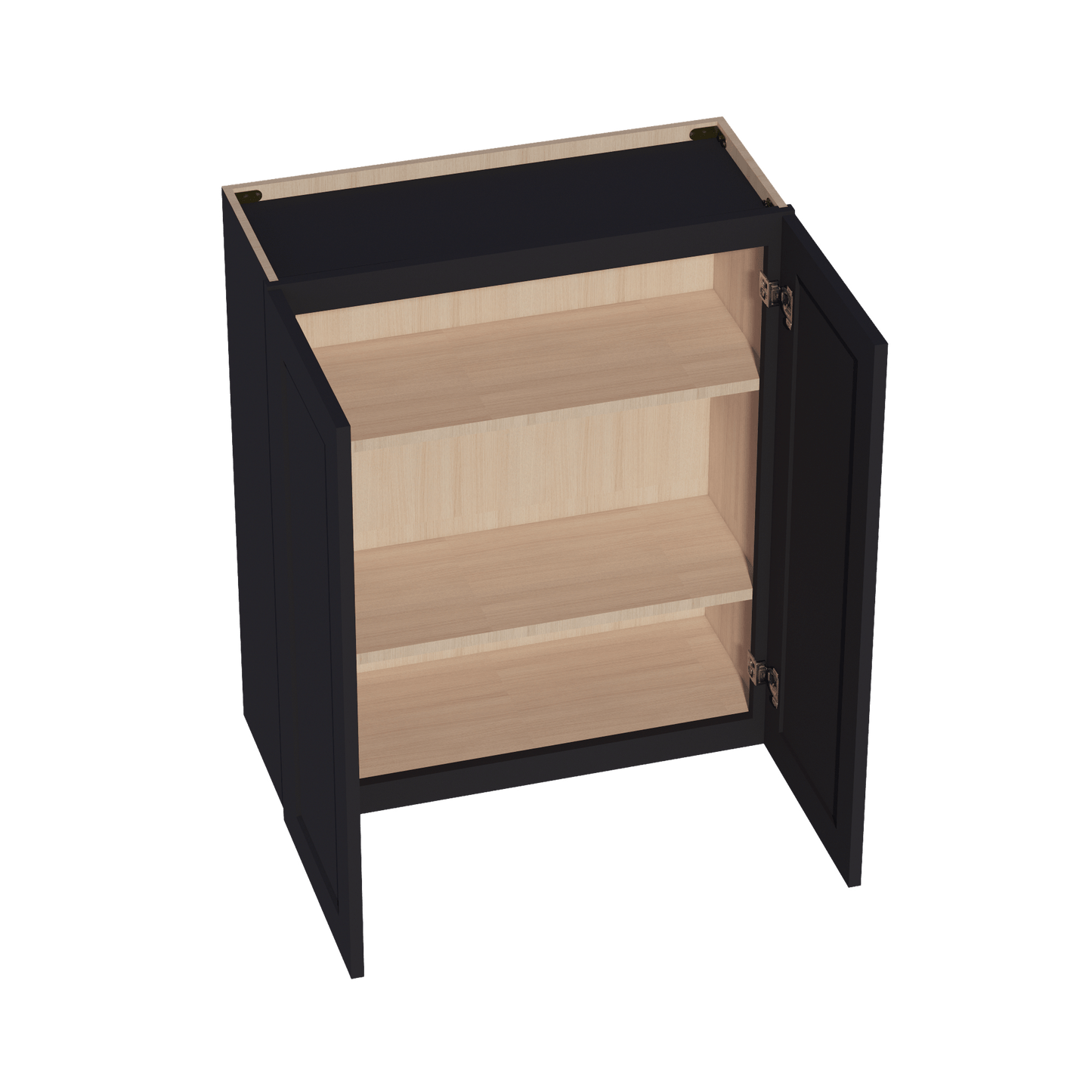 HE - W3036: Ebony Black Shaker 30"W x 36"H 2 Doors & 2 Shelves Standard Wall Cabinet - NextCabinets