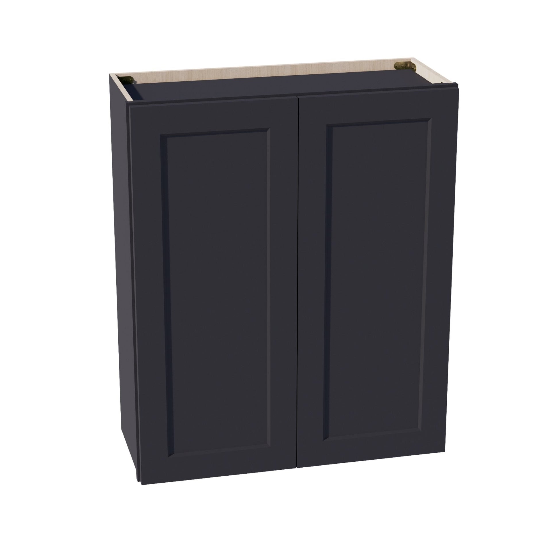 HE - W3036: Ebony Black Shaker 30"W x 36"H 2 Doors & 2 Shelves Standard Wall Cabinet - NextCabinets