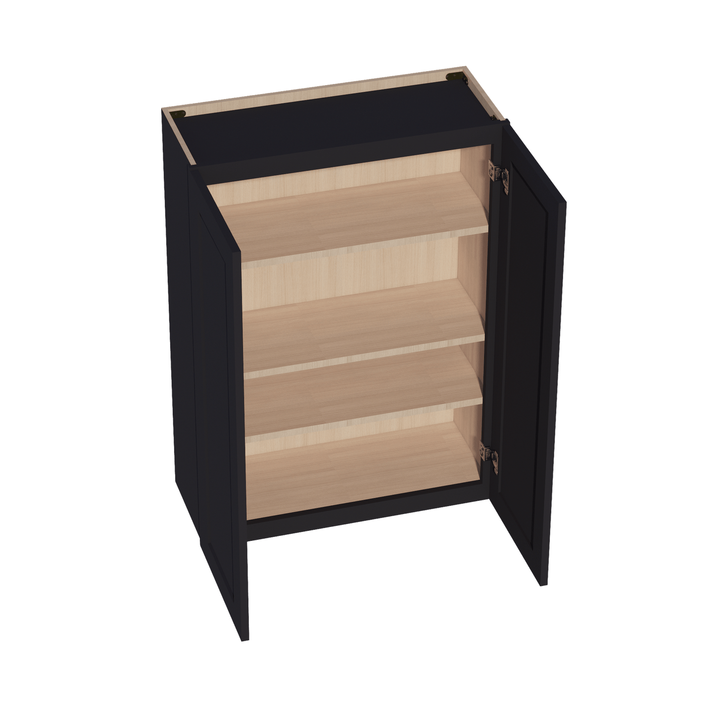 HE - W3042: Ebony Black Shaker 30"W x 42"H 2 Doors & 3 Shelves Standard Wall Cabinet - NextCabinets