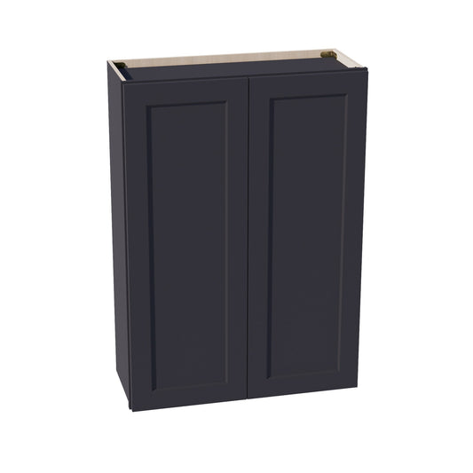 HE - W3042: Ebony Black Shaker 30"W x 42"H 2 Doors & 3 Shelves Standard Wall Cabinet - NextCabinets