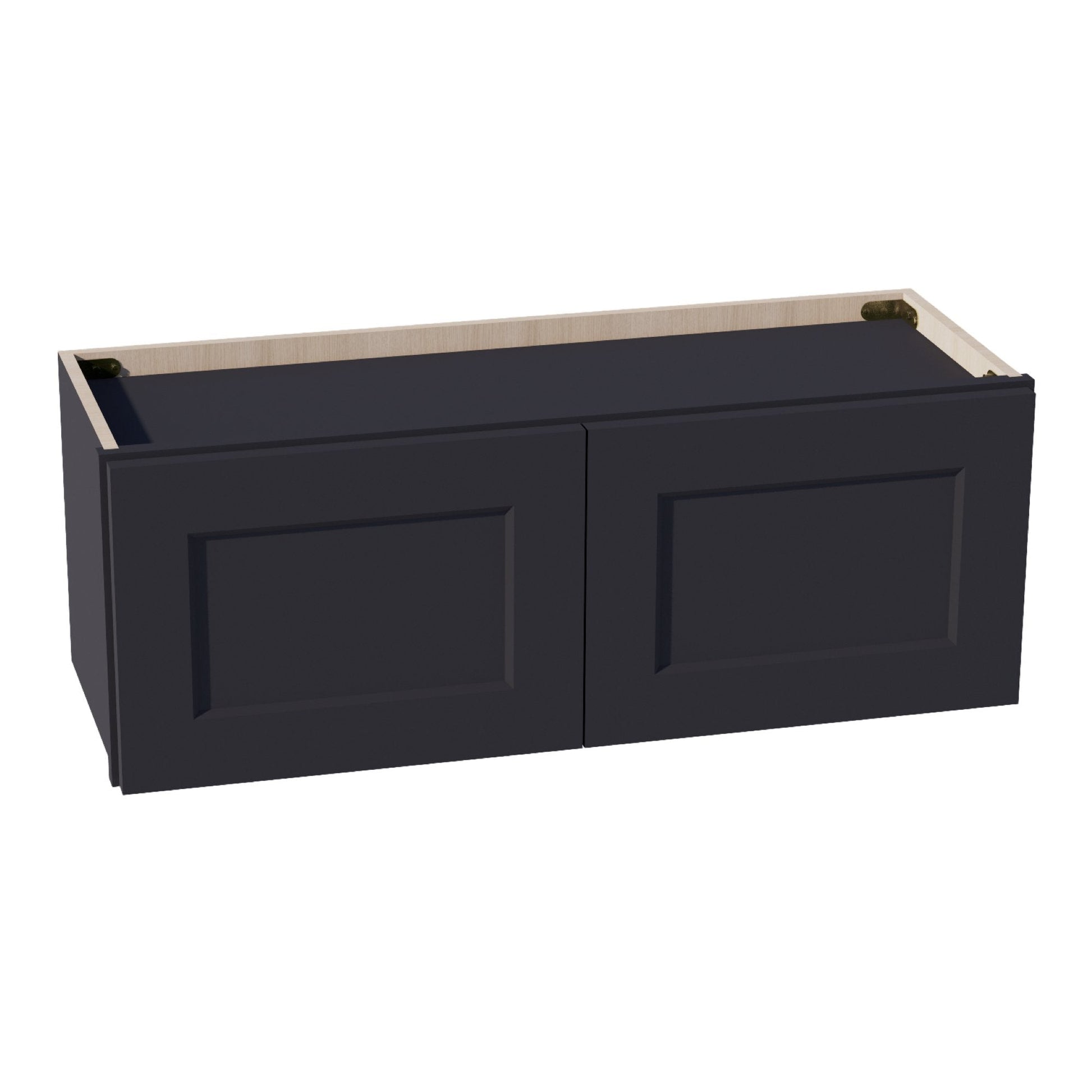 HE - W3312: Ebony Black Shaker 33"W x 12"H 2 Doors Standard Wall Bridge Cabinet - NextCabinets