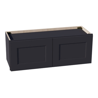 HE - W3312: Ebony Black Shaker 33"W x 12"H 2 Doors Standard Wall Bridge Cabinet - NextCabinets