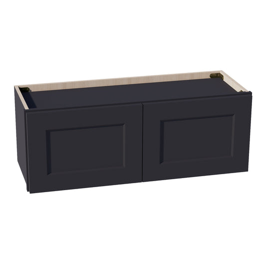 HE - W3312: Ebony Black Shaker 33"W x 12"H 2 Doors Standard Wall Bridge Cabinet - NextCabinets
