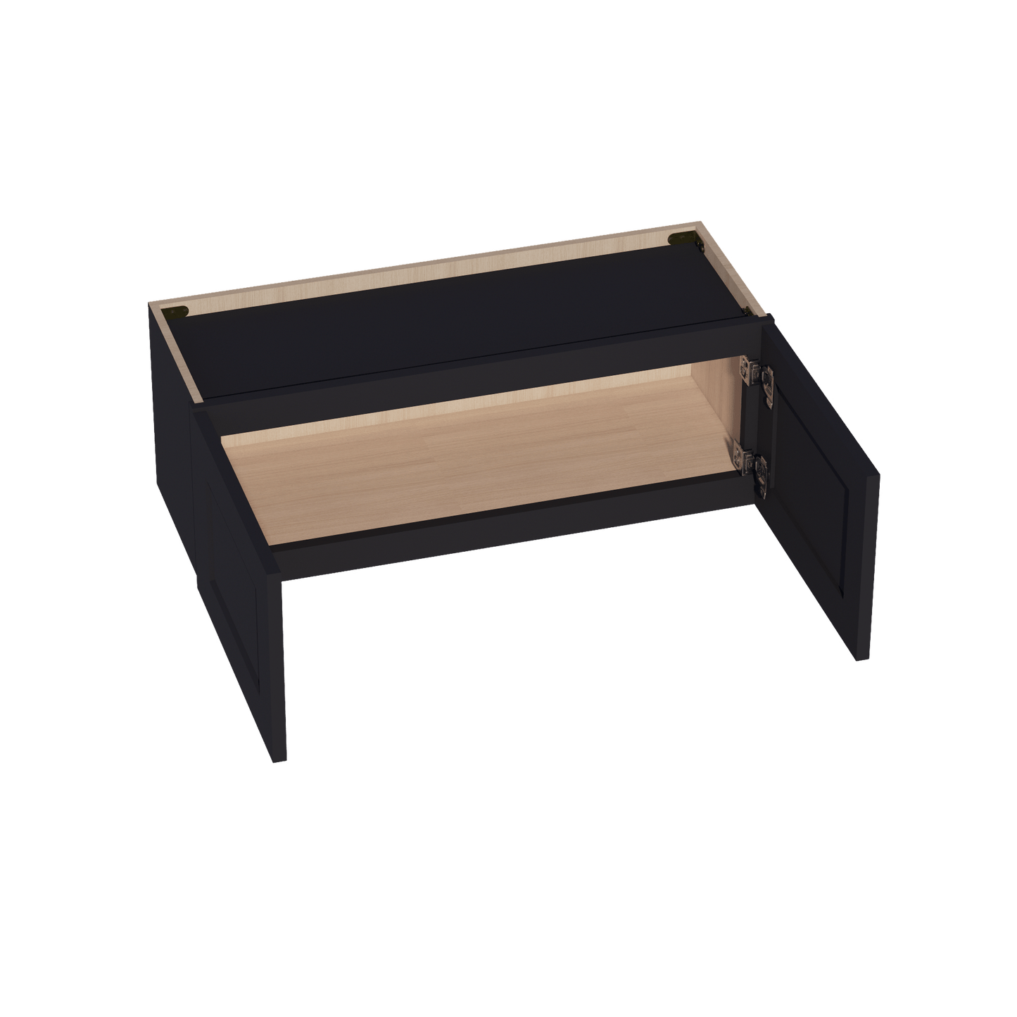 HE - W3312: Ebony Black Shaker 33"W x 12"H 2 Doors Standard Wall Bridge Cabinet - NextCabinets