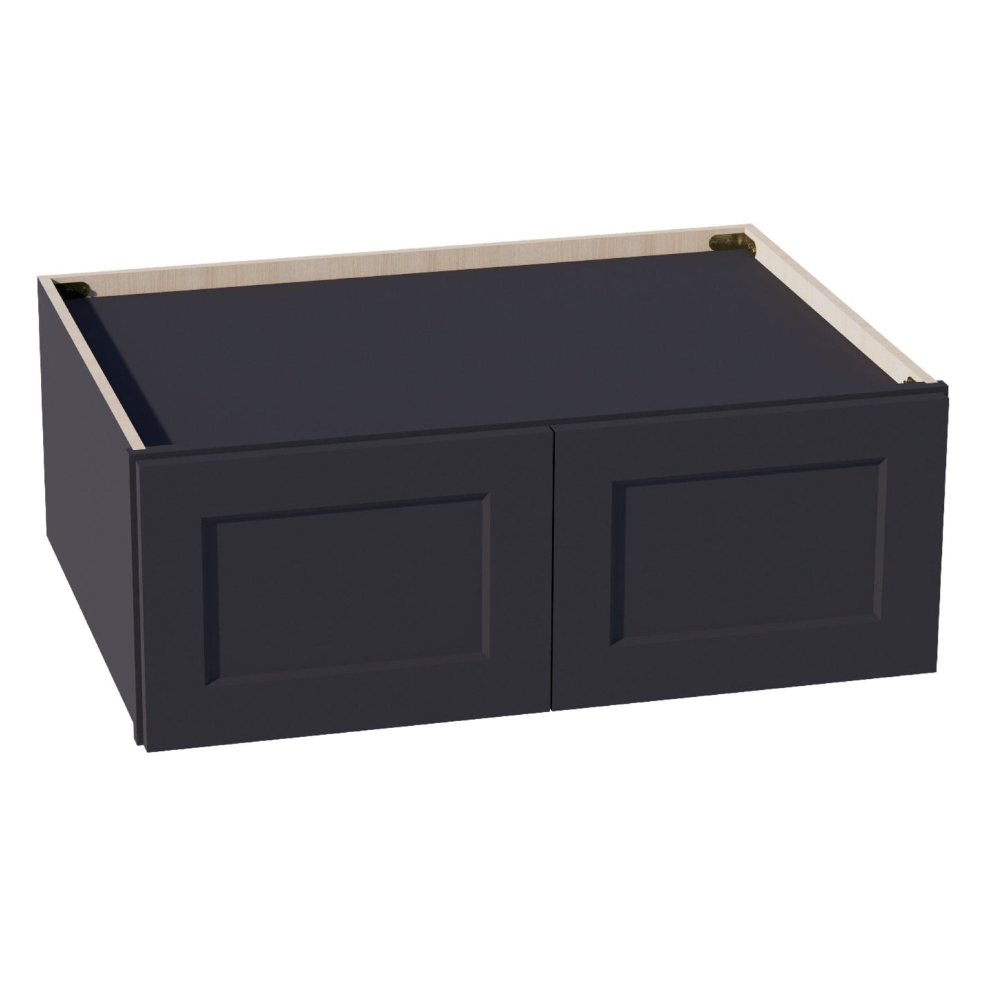 HE - W331224: Ebony Black Shaker 33"W x 12"H x 24"D 2 Doors Standard Bridge Wall Cabinet - NextCabinets