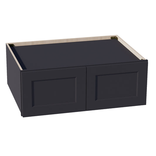 HE - W331224: Ebony Black Shaker 33"W x 12"H x 24"D 2 Doors Standard Bridge Wall Cabinet - NextCabinets